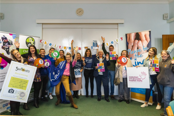 Group photograph of Cheltenham Lottery celebration